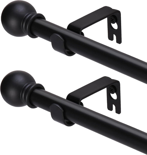 2 Pack Black Curtain Rods for windows 32 to 48 inch, 5/8 inch Decorative Curtain Rod Set, Splicing Heavy Duty Metal Curtain Rod with Brackets...