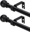 2 Pack Black Curtain Rods for windows 32 to 48 inch, 5/8 inch Decorative Curtain Rod Set, Splicing Heavy Duty Metal Curtain Rod with Brackets...