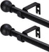 2 Pack Black Curtain Rods for windows 32 to 48 inch, 5/8 inch Decorative Curtain Rod Set, Splicing Heavy Duty Metal Curtain Rod with Brackets...