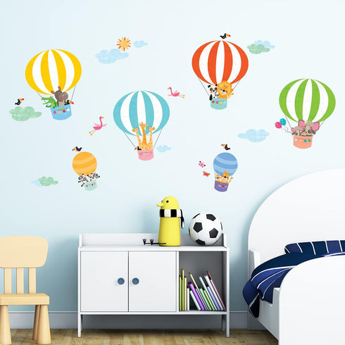 DECOWALL DWL-2010 Animals in Hot Air Balloons Wall Stickers Wall Decals Peel and Stick Removable Wall Stickers for Kids Nursery Bedroom Living Roo...