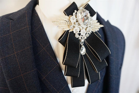 christmas bow ties for men self tie jabot collar brooch pins fashion PreTied Neck Tie Bow Tie rhinestone brooch for groom...