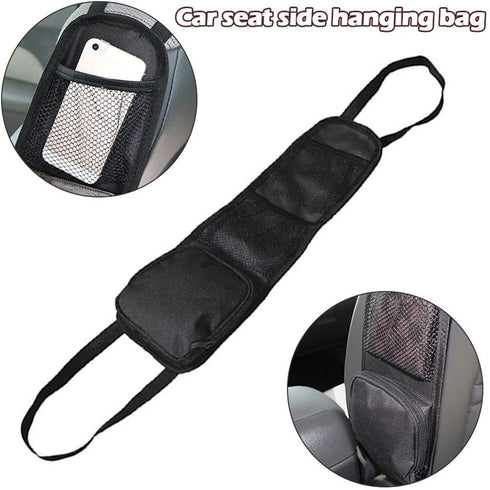 Car Seat Side Organizer, Automobile Seat Storage Hanging Bag, Multi-Pocket Drink Holder, Mesh Pocket Car Seat Phone Holder for Cars/Truck (Black)...