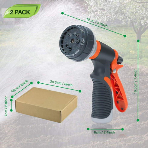 Garden Hose Nozzle 2 Pack Heavy Duty Hose Spray Gun 8 Way High Pressure Hand Sprayer Spray Nozzle for Watering Lawn Car Washing Pet Bathing Sidewa...