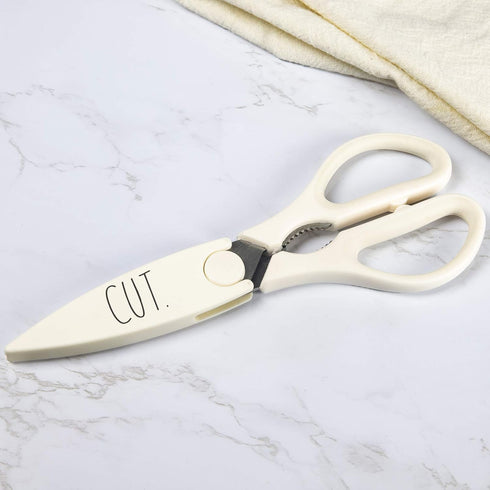 Rae Dunn Kitchen Scissors- Stainless Steel Kitchen Shears, Cooking Scissors for Cutting Meat, Chicken, Herbs and Produce with Blade Cover and Soft...