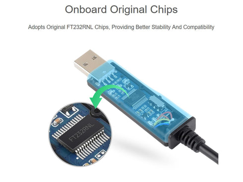 Waveshare Industrial USB to TTL Converter 6pin Serial Cable, Original FT232RNL Chip Better Stability & Compatibility, Compatible with Linux Androi...