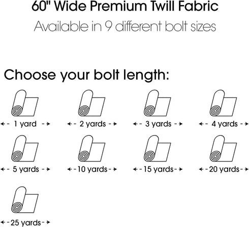 Pico Textiles 1 Yard - Black Poly Cotton Twill Fabric - Sold by The Yard - Ideal for Pants, Jackets, Skirts, and Upholstery, Polyester Cotton Fabr...