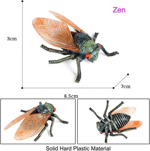 Animal Figures 3 pcs Realistic Plastic Golden Cicada Family Action Model Science Project, Learning Educational Toys, Birthday Gift, Cake Topper fo...