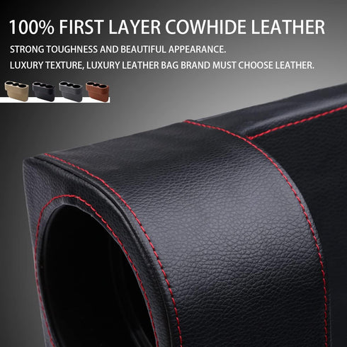 Car Cup Holder with Phone Holder, Side Pocket Console Leather Cover, Auto Front Seat Gap Interior Drink Organizer, Multifunction Accessories Stora...