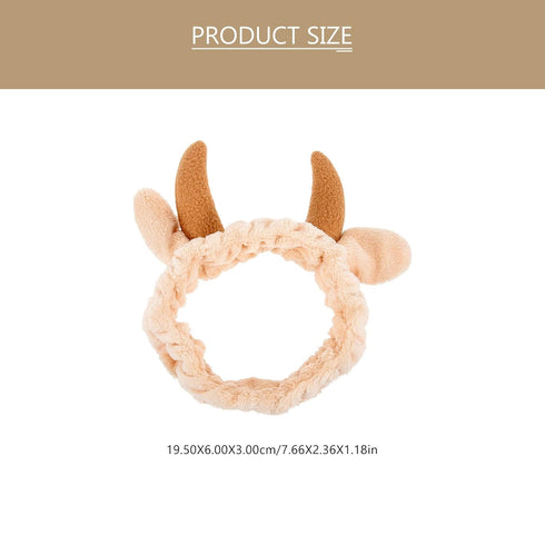 FRCOLOR Animal Spa Headband 2Pcs Cow Headband Skincare Soft Plush Hairband for Makeup Face Wash Cosmetic Shower Elasticity Cow Makeup Headband for...