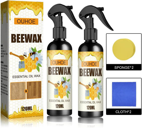 2 PCS Beeswax Furniture Polish, Antique Furniture Cleaner, Natural Micro-Molecularized Beeswax Spray, Furniture Beeswax Polish and Cleaner Spray...
