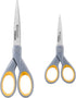 Westcott ?13824 7” & 5” Pointed Titanium-Bonded Crafting Scissors with Soft Handles, Gray/Yellow (2 Pack)...