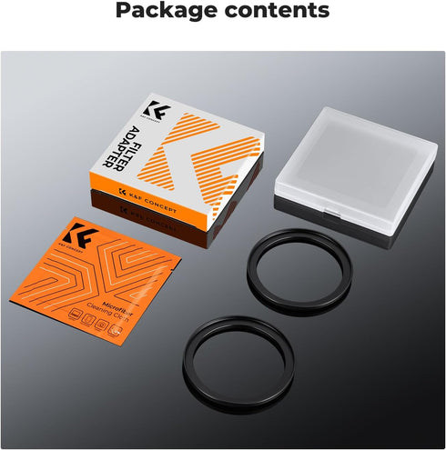 K&F Concept 77-82mm(2 Pcs) Step-Up Ring Adapter, 77mm to 82mm Step Up Filter Ring for 77mm Lens Install 82mm ND CPL UV Lens Filter...