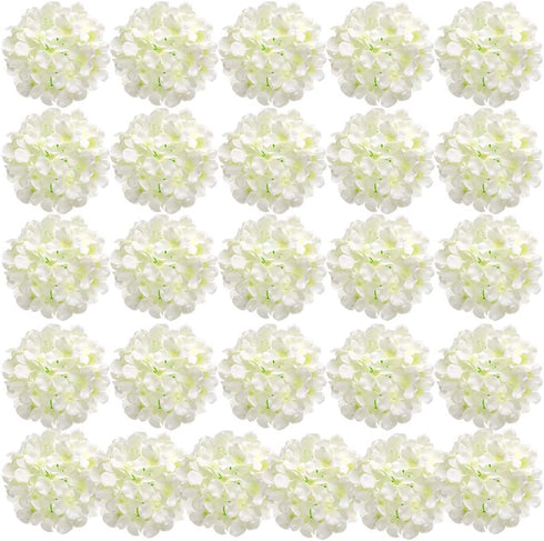 Auihiay 26 Pieces Hydrangea Artificial Flowers Silk Hydrangea Flowers Artificial Flowers Heads with Stems for Home Wedding Party Decorations (Ivor...