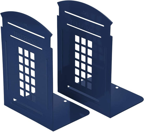 MerryNine 2 Pack Book Ends, Metal Bookends for Shelves, Telephone Booth Decorative Bookends, Non Skid Heavy Bookends, Book, Magazine or CD Organiz...