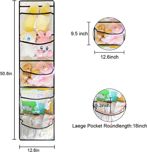 Hanging Shelves Over the Door Organizer Storage for Closet with 5 Pockets Organizer for Bedroom Bathroom, 1 Pack?White?...