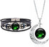 2 Pcs Zodiac Necklace Bracelet Gift for Men Constellation Necklace Astrology Galaxy & Crescent Moon Necklace Leather Constellation Bracelet for Me...