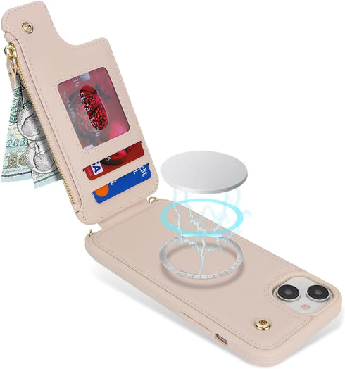 Cavor for iPhone 15 Case with Card Holder,iPhone 15 Wallet Case for Women,iPhone 15 Case Magsafe,Phone Case iPhone 15 Case with Strap,Crossbody an...