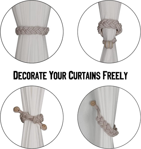 BEL AVENIR Curtain Tiebacks Magnetic Woven Curtain Holdback Drapery Tie-back (Blush-2Pack)...