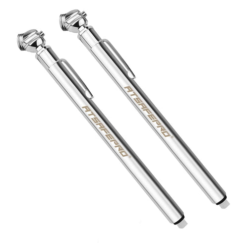 Pencil Tire Pressure Gauge (5-50PSI&10-75PSI), Sealed Zinc Alloy Nozzle and Silvery Aluminum Tube Body, Suitable for Bikes,Cars, Trucks...