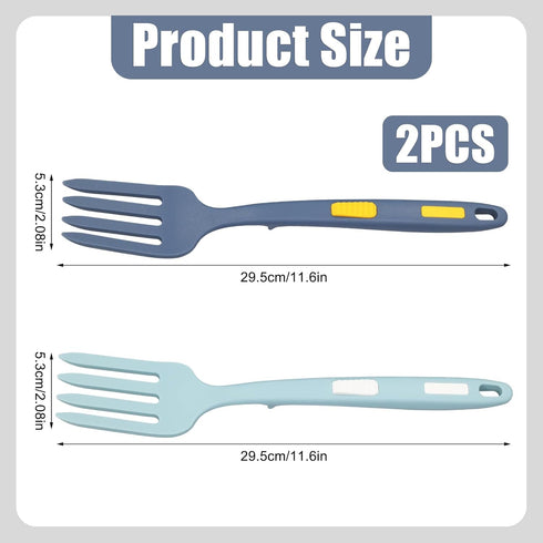 2pcs Silicone Cooking Forks, Multifunctional Cooking Fork Spaghetti Fork Heat Resistant Nonstick Blending Fork for Kitchen Cooking Baking Stir Mix...