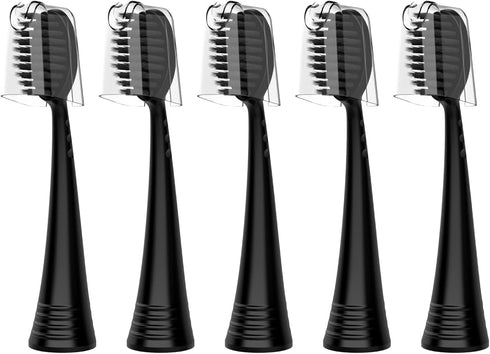 Replacement Toothbrush Heads with Covers for Burst (5 Count, Black)...