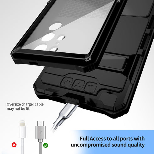 Compatible for Samsung Galaxy S24 Ultra 5G Case, Aluminum Metal Gorilla Glass Waterproof Shockproof Heavy Duty Sturdy Protector Cover,with Built-i...