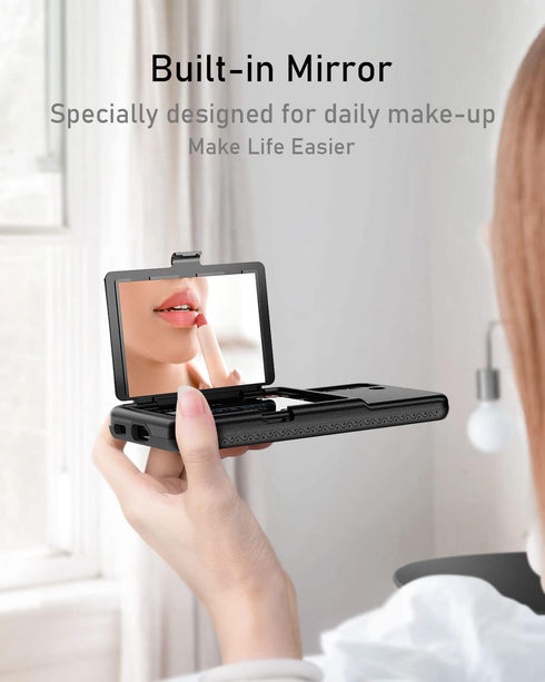 WeLoveCase for Samsung Galaxy S22 Wallet Case with Credit Card Holder & Hidden Mirror, All-Round Protection Shockproof Phone Cover Designed for Sa...