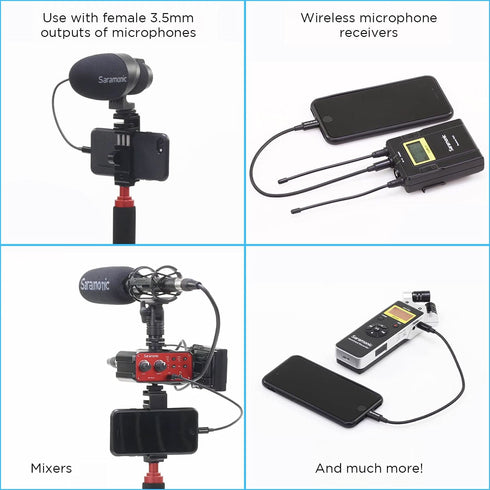 Saramonic 3.5mm Male TRS to Apple MFi Certified Male Lightning Microphone Adapter Cable (7.8in) for iPhone iOS Devices...