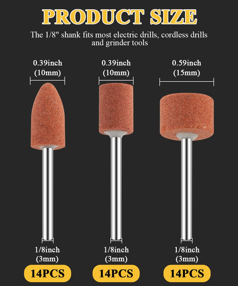 Sanding Bits for Dremel Rotary Tool, Grinding Stone Sanding Drill Bits with 1/8" Shank, Aluminium Oxide Tough Enough to Metal Rust Removal/Smoothi...