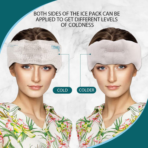 NEWGO Ice Pack for Head, 2 Pack Migraine Headband with Gel Bead & Soft Plush Backing, Hot or Cold Therapy Ice Wrap for Headaches, Sinus Pain Relie...