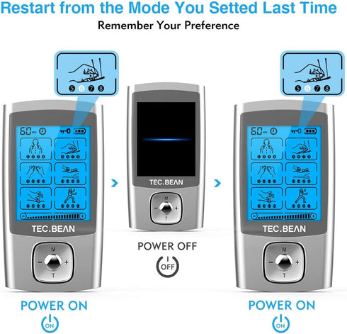 24 Modes Tens Unit Muscle Stimulator, Rechargeable Tens Machine with 8 Electrode Pads (American Gel), Electric Pulse Massager for Pain Relief Ther...