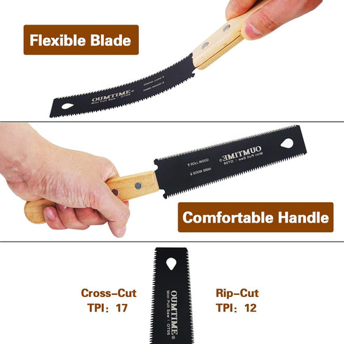Mini Hand Saw 6 Inch Japanese Pull Saw with Double Edges of 12/17 TPI Flush Cut Saw for Hardwoods/Softwoods Woodworking Tools Small Light Wood Saw...