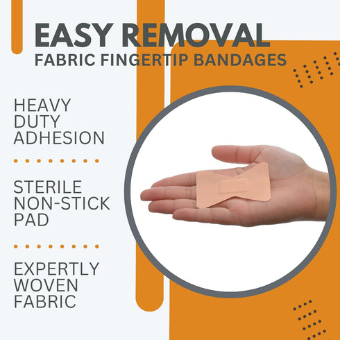 Dealmed Fabric Fingertip Flexible Adhesive Bandages – 100 Count (1 Pack) Bandages with Non-Stick Pad, Latex Free, Wound Care for First Aid Kit, 1 ...