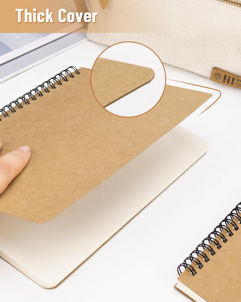 A5 Softcover Spiral Notebooks Blank Journals 2-Packs, Unlined Sketch Books Writing Pad Bullet Travel Memo Notepads Diary Planner for Work Women, 1...