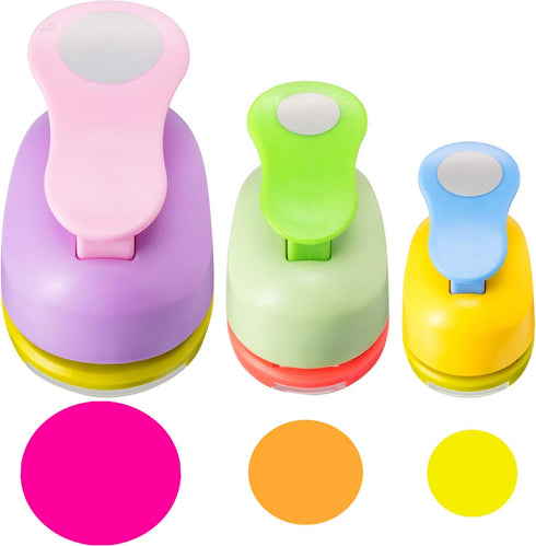 3 Pack Craft Hole Punch 2 Inch 1 Inch 5/8 Inch Circle Punch Set Paper Punchers with Craft Sticker Paper, Circle Cutter for Card Making Scrapbook C...