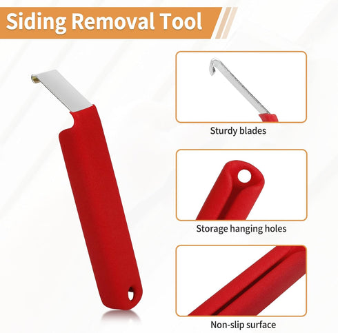Vinyl Siding Removal Tool Fits for Reattach Siding Repair, Steel Blade Siding Zip Tool Extra Long Non-Slip Grip Handle?Red?...