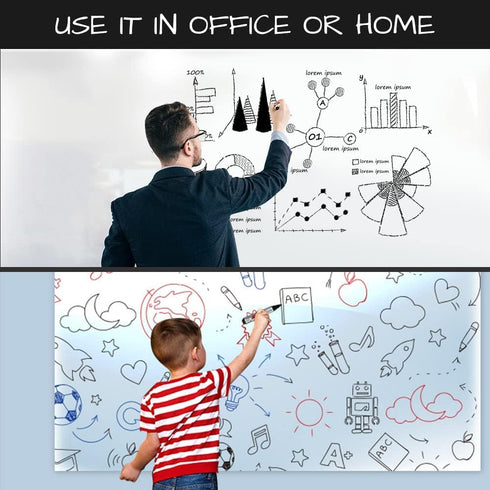 Clear Adhesive Sheets Roll on Wall 18 x 78Inch (6.5 Ft), Includes 3 Dry Erase Markers, Bulletin Board Paper, Clear Adhesive Vinyl Sheets, Transpar...