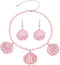 Pink Seashell Necklace Earrings Set Girls Costume Dress Up Accessories Jewelry for Girls Women...