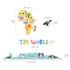 DECOWALL SG2-1615S Animal World Map Kids Wall Decals Wall Stickers Peel and Stick Removable Wall Stickers for Kids Nursery Bedroom Living Room (La...