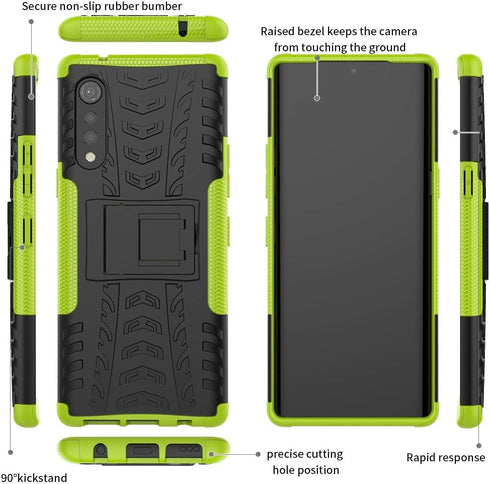 Yiakeng LG Velvet 5G Case, LG Velvet Case, Shockproof Slim Protective with Kickstand Hard Phone Cover for LG Velvet 5G (Green)...