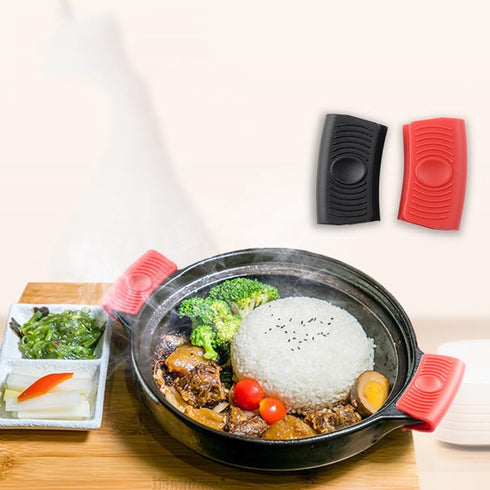 2Pairs Silicone Assist Handle Holder Grip, Heat Resistant Scald-Proof Insulated Sleeves Cover for Hot Frying Pans, Griddles, Skillets, Oven Trays(...