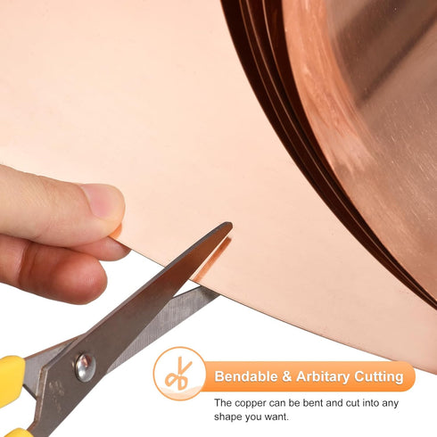 uxcell Copper Sheet Roll 2000mm x 200mm x 0.1mm, 99.9% Pure Copper Strip Copper Flashing Metal Foil Plate for Electricity DIY Projects (Multiple S...
