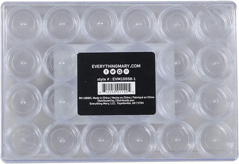 Everything Mary Large Plastic Bead Storage Organizer Box, 24 Jars - Container for Beads & Supplies - Organizers for Craft, Art, & Painting - Plast...