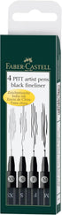 Faber-Castell Pitt Artist Pen 167115 India Ink Pens Pack of 4 M F S XS Black...