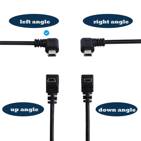 90 Degree Mini USB Cable Angle Mini 5pin USB B Male to USB 2.0 Male Data Sync Charging Extension Cable for GPS Dash Cam Black Left Angle 4.9FT......