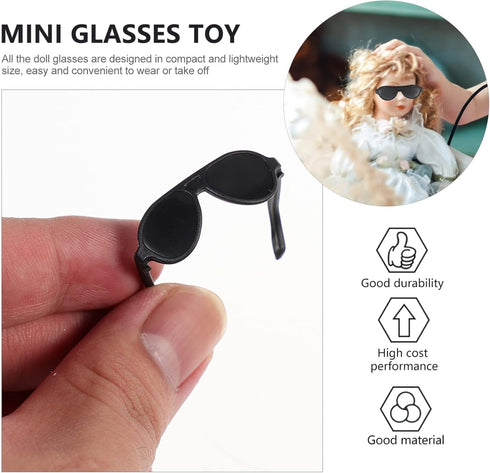 Toddmomy Mini Doll Glasses Mini Sunglasses 80Pcs Doll Sunglasses Black Mini Glasses for doll sunglasses Dolls black sunglasses...