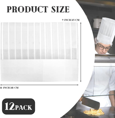BIGNC 12 Pack Disposable 9" Paper Chef Tall Hat for Food Restaurants, Home Kitchen, School, Classes, Catering Equipment or Birthday Party White...