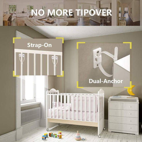 4our Kiddies Furniture Straps (10 Pack) Baby Proofing Anti Tip Furniture Anchors Kit, Cabinet Wall Anchors Protect Toddlers from Falling Furniture...