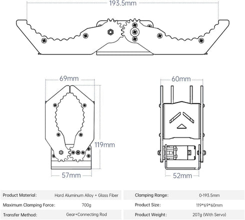 Mechanical Robot Arm Claw/Gripper Robot Gripper (Black Mechanical Claw without servo)...