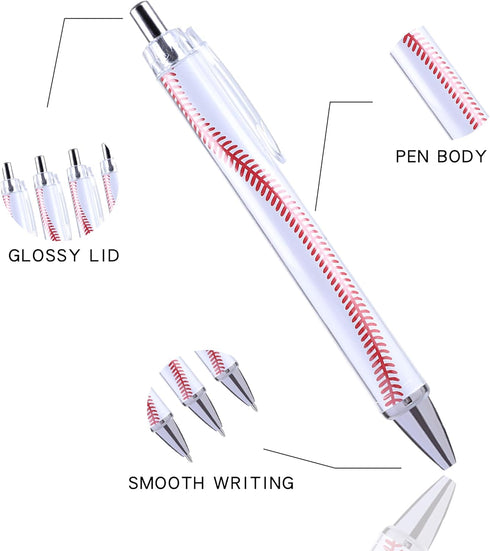 20Pcs Baseball Ballpoint Pens, Retractable Black Ink Medium Point Ballpoint Pen,Cute Baseball Gifts for Team...